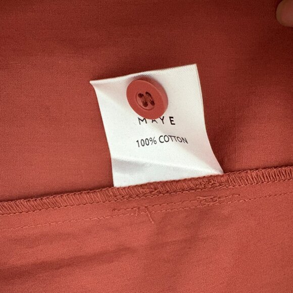 NWT MAYE Harper Shirtdress Size L Cinnamon Midi Cotton Poplin Cap Sleeve Pockets - Picture 12 of 15
